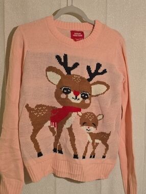 Urban Heritage Pink Reindeer Crewneck Sweater